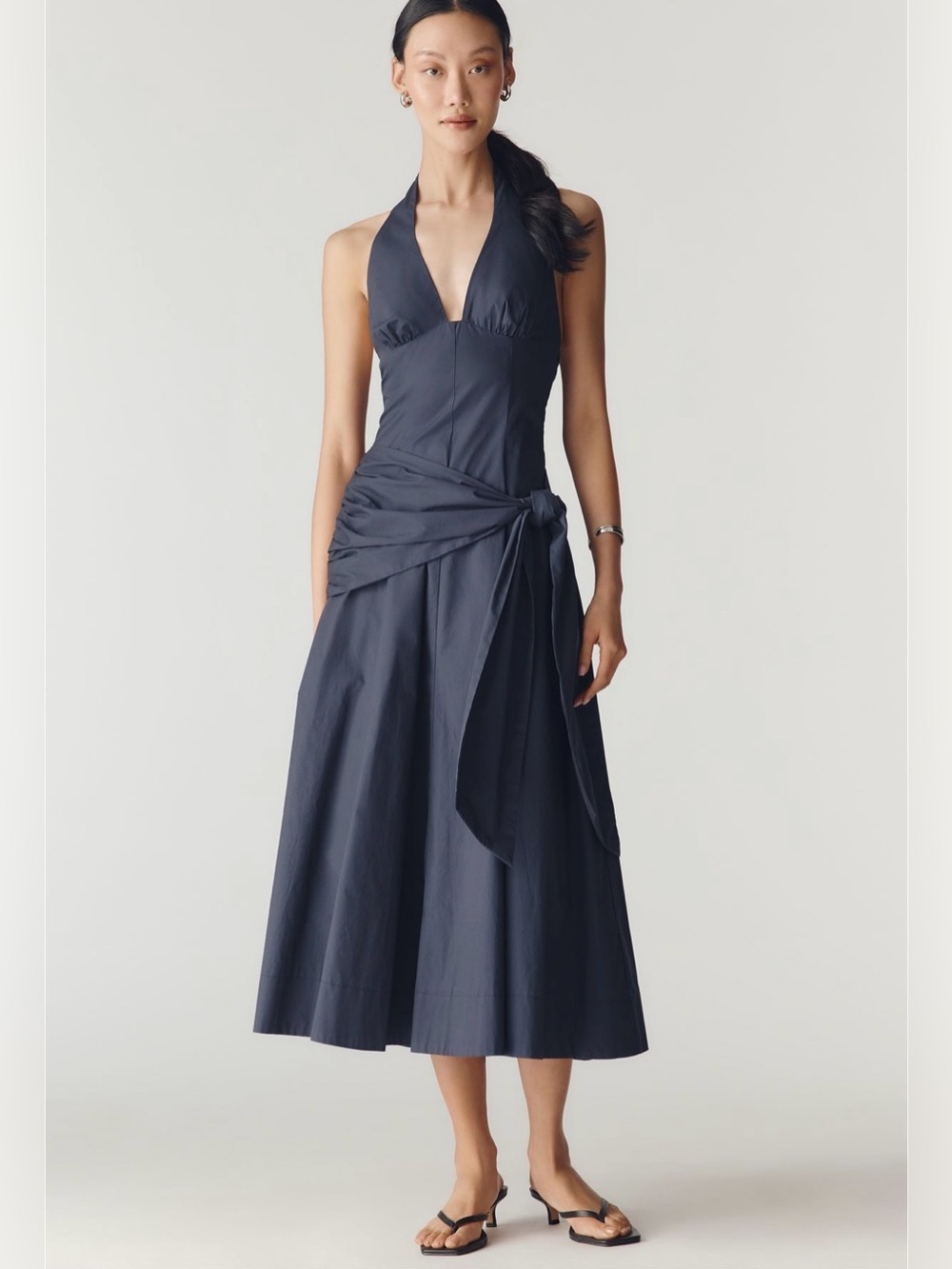 Anthropologie Nia Cadiz Cotton Halter Tie Midi Dress NWT!
